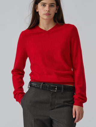 Women's Fitted 90's V-Neck - Red