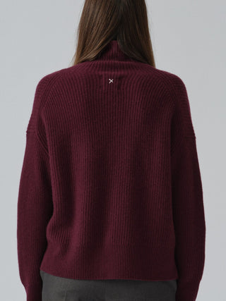 Premium Ribbed Turtleneck - Bordeaux
