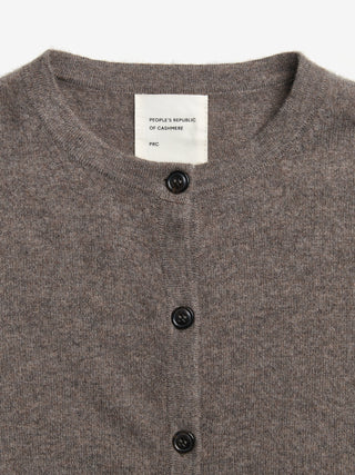 Women’s O-Cardigan in Truffle – 100% Grade A Inner Mongolian cashmere, 12-gauge knit, fitted silhouette with round neckline