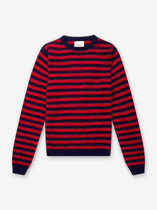 Women's Striped Roundneck - Navy Bright Red