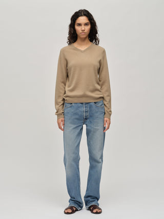 Women's Fitted 90's V-Neck - Taupe