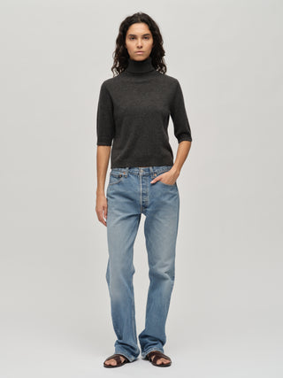 Women's Turtleneck Blouse - Dark Grey