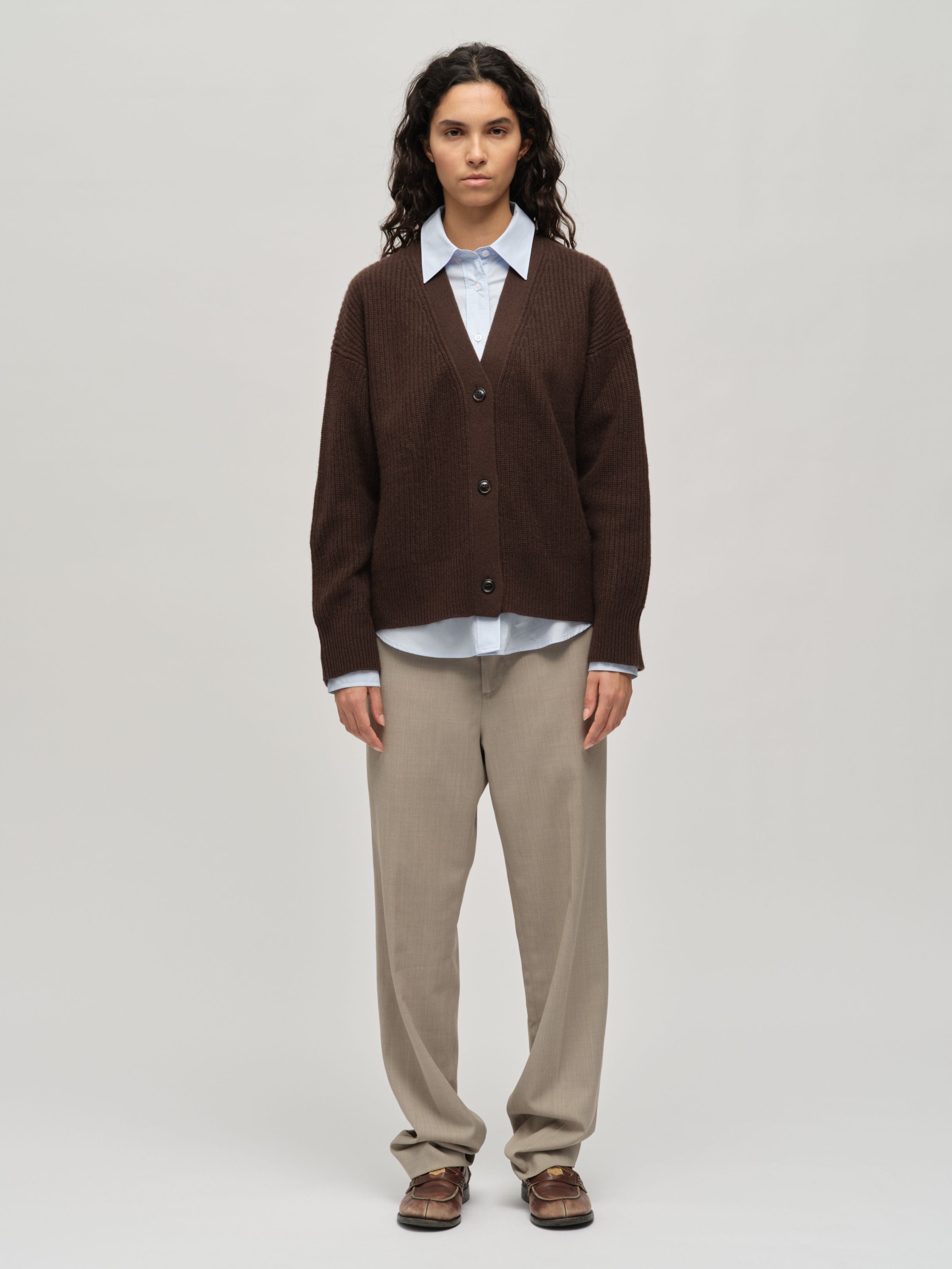 Ribbed Cardigan in Dark Brown | Luxury Grade A Cashmere People's Republic of Cashmere Ribbed Cardigan in Dark Brown | Luxury Grade A Cashmere People's Republic of Cashmere