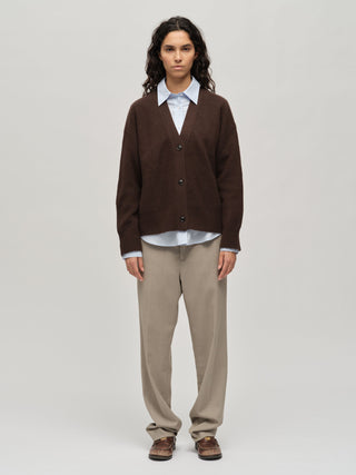 Premium Ribbed Cardigan - Dark Brown