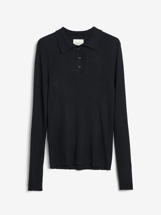 Thin Rib Polo - Black