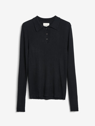Thin Rib Polo - Black