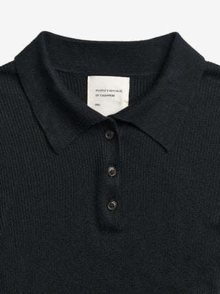 Thin Rib Polo - Black