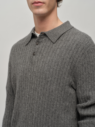 Original Cableknit Polo - Heather Grey
