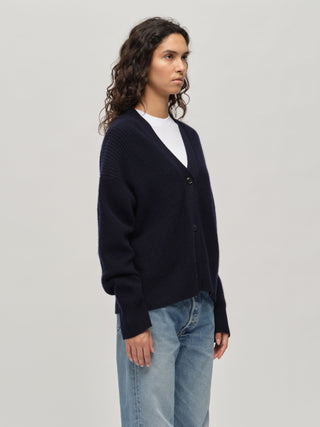 Premium Ribbed Cardigan - Navy Blue