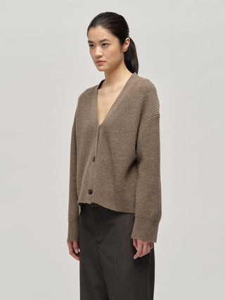 Premium Ribbed Cardigan - Truffle