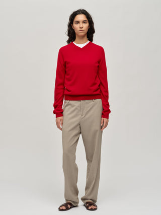 Women's Fitted 90's V-Neck - Red