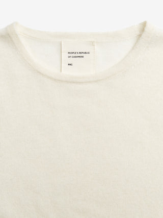 Air Longsleeve in White,  crafted from lightweight 12-gauge cashmere with a clean neckline and contoured silhouette