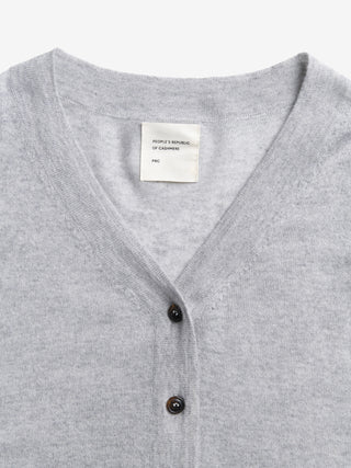 Air V-Cardigan in Grey,  crafted from brushed 12-gauge cashmere with a V-neckline and contoured silhouette