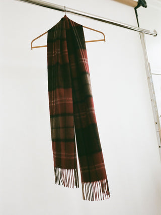 Cashmere Woven Scarf - Checked Bordeaux
