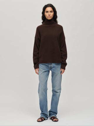 Premium Ribbed Turtleneck - Dark Brown