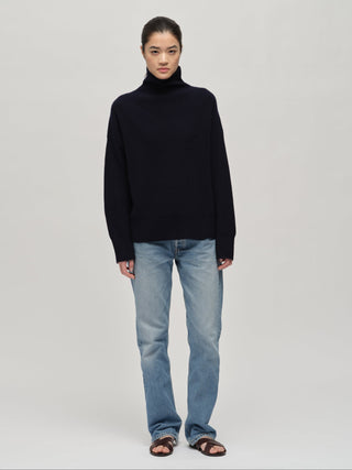 Premium Ribbed Turtleneck - Navy Blue