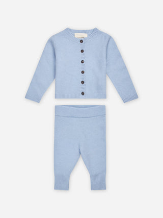 Light blue newborn clothing set with soft knit cashmere
