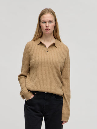Original Cableknit Polo - Dark Camel