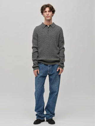 Original Cableknit Polo - Heather Grey