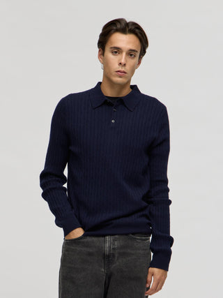 Original Cableknit Polo - Navy Blue