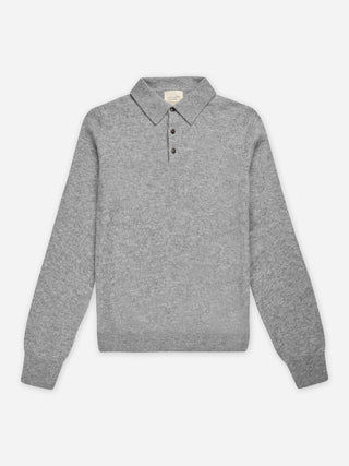 Original Polo in Heather Grey Light, knitted in 10-gauge cashmere with a relaxed unisex silhouette