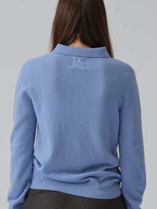 Original Polo in Soft Blue, knitted in 10-gauge cashmere with a relaxed unisex silhouette