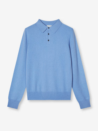 Original Polo in Soft Blue, knitted in 10-gauge cashmere with a relaxed unisex silhouette