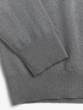 Unisex Solid Grey cashmere polo with a relaxed, boxy silhouette, crafted from 100% Grade A Inner Mongolian cashmere
