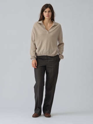 Women's Oversized Collar V-Neck - Trench