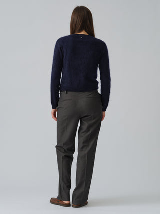 Women’s Brushed O-Cardigan in Navy Blue, crafted from brushed 12-gauge cashmere with a fitted silhouette and round neckline