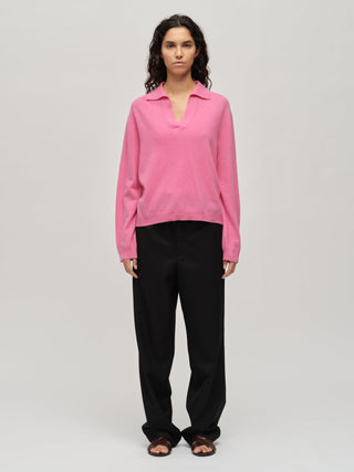 Women's Oversized Collar V-Neck - Pink