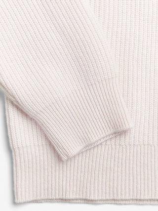 Off-White ribbed zip turtleneck jumper with a relaxed, slightly oversized fit, crafted from 100% Grade A Inner Mongolian cashmere