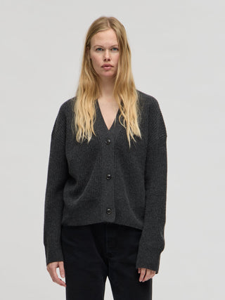 Premium Ribbed Cardigan - Dark Grey