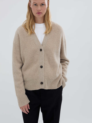 Premium Ribbed Cardigan - Sand