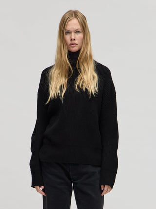 Premium Ribbed Turtleneck - Black