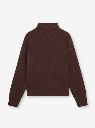 Premium Ribbed Turtleneck - Dark Brown