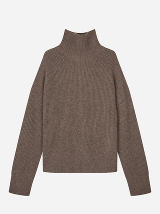 Premium Ribbed Turtleneck - Nutty
