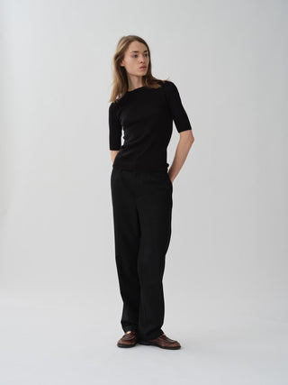 Thin Rib Blouse - Black