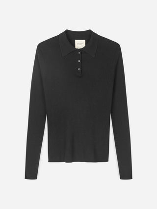 Thin Rib Polo - Black