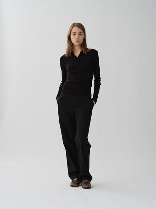 Thin Rib Polo - Black