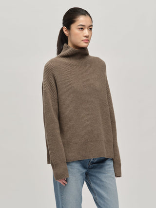 Premium Ribbed Turtleneck - Truffle