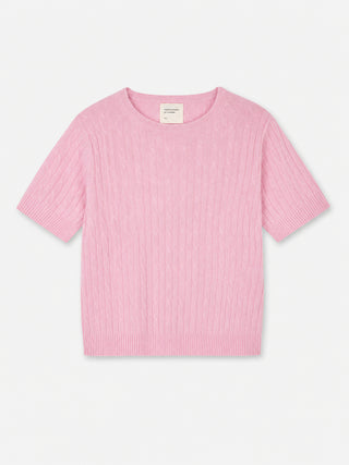Women's Cableknit Blouse - Light Pink