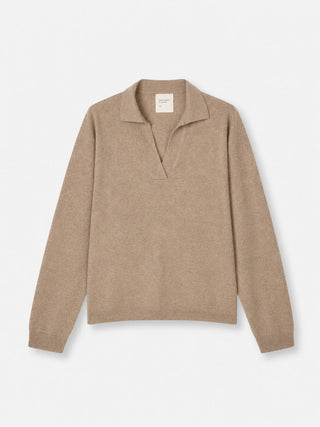 Women's Oversized Collar V-Neck - Toast