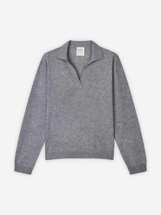 Women's Oversized Collar V-Neck - Heather Grey Light