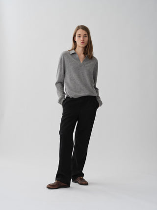 Women's Oversized Collar V-Neck - Heather Grey Light