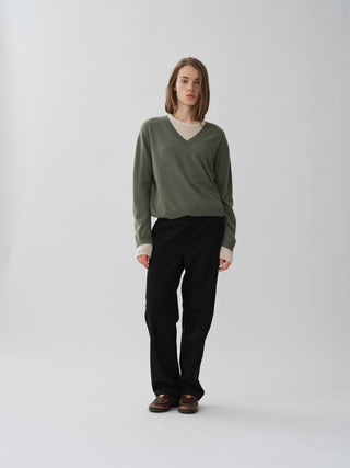Women's Oversized V-Neck - Khaki