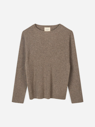 Women's Rib Oversized Roundneck - Truffle