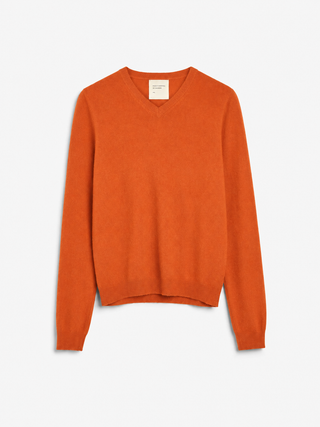 Women's Fitted 90's V-Neck - Dark Orange