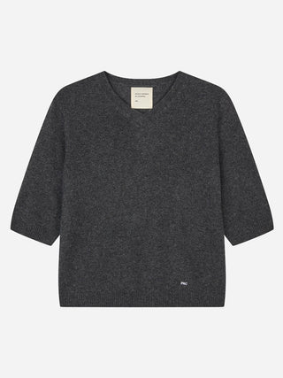 Womens's 90's V Blouse - Dark Grey