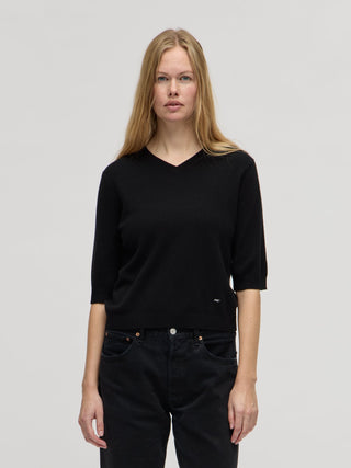 Womens's 90's V Blouse - Black
